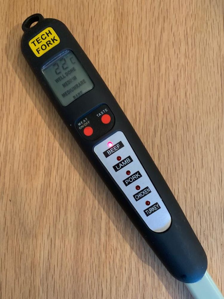 Stekegaffel med termometer