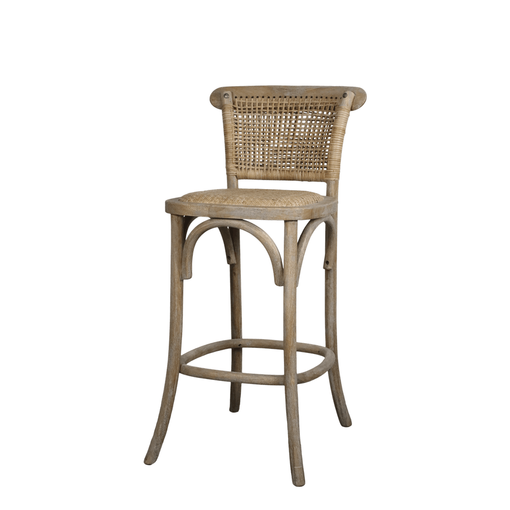 Fransk barkrakk med flettet sete og rygg fra Chic Antique