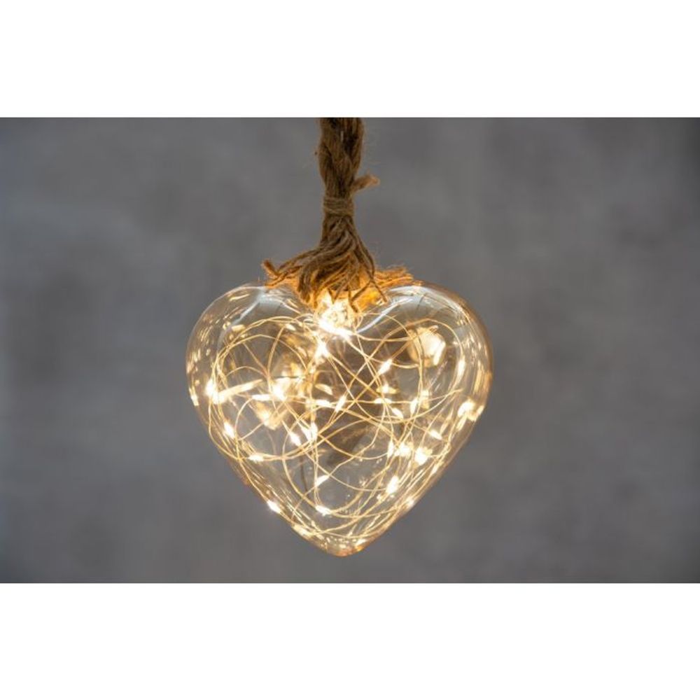Hjertelys LED med hamptau