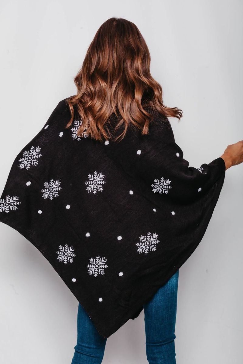 Juleponcho sort Merry Christmas - One size