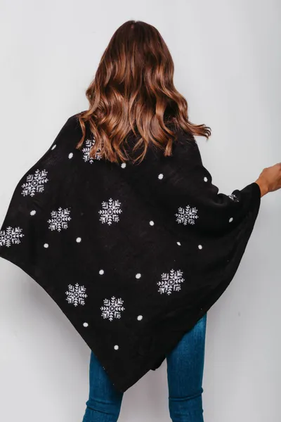 Hovedbilde Juleponcho sort Merry Christmas - One size