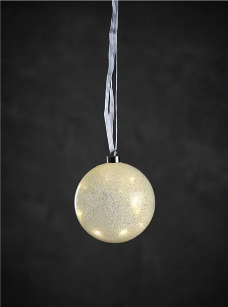 Hovedbilde Julekule i glass med ledlys og snøeffekt - 12 cm diameter