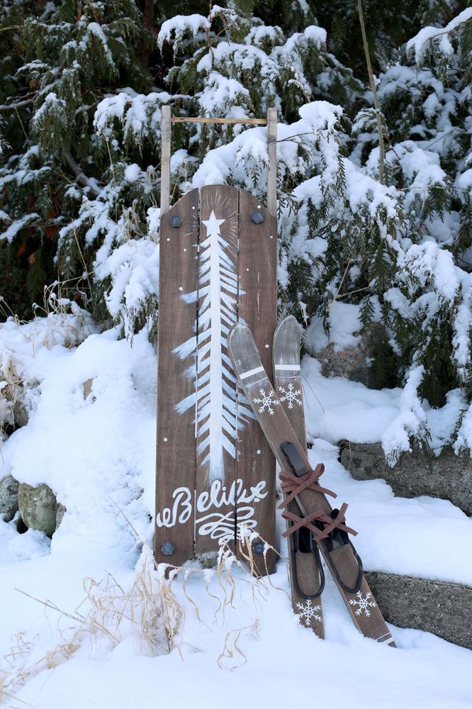 Vintage ski til dekor fra Chic Antque