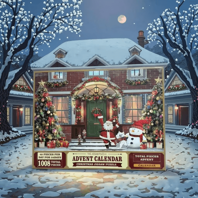 Hovedbilde Puslespill Julekalender Julehus med 24 puslespill - 1008 biter - 50 x 70 cm
