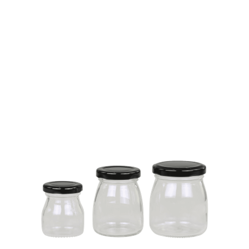 3 stk Oppbevaringsglass m. sort lokk Chic Antique