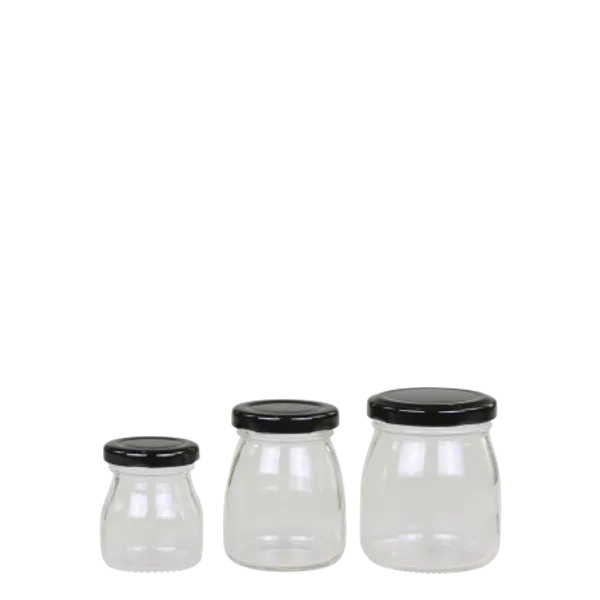 Hovedbilde 3 stk Oppbevaringsglass m. sort lokk Chic Antique