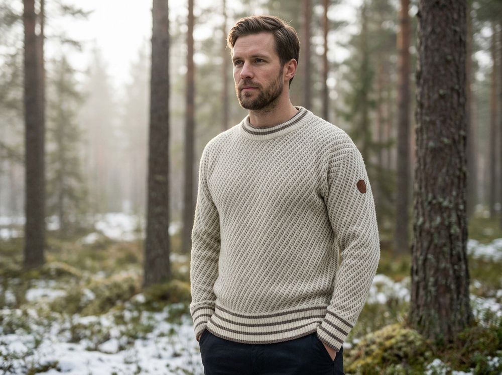 Islender ullgenser anikkhvit/valnøtt - Unisex
