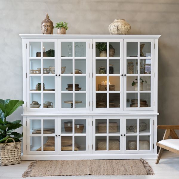 Hovedbilde Marseille hvit Vitrineskap med 8 dører og hyller - Chic Antique