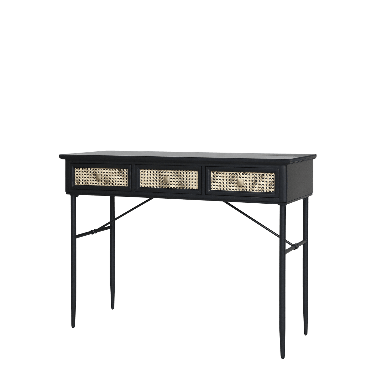 Sort skrivebord med rotting detaljer fra Chic Antique