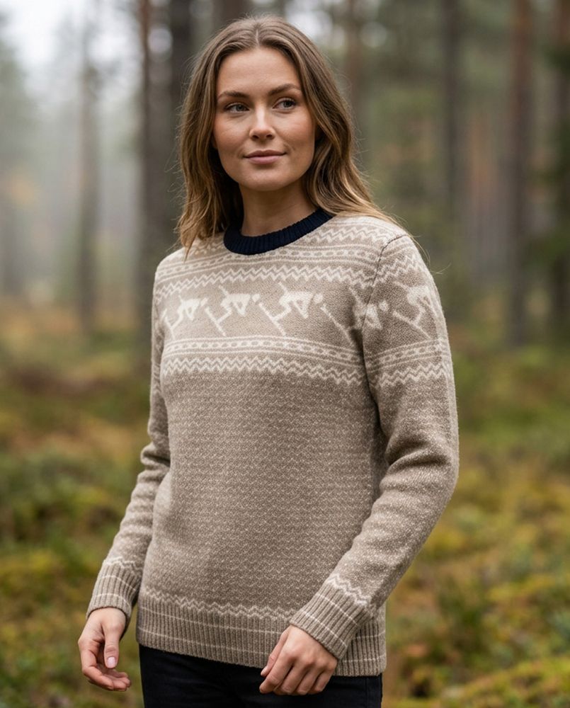 Geilo Unisex ullgenser i beige/offwhite/marine