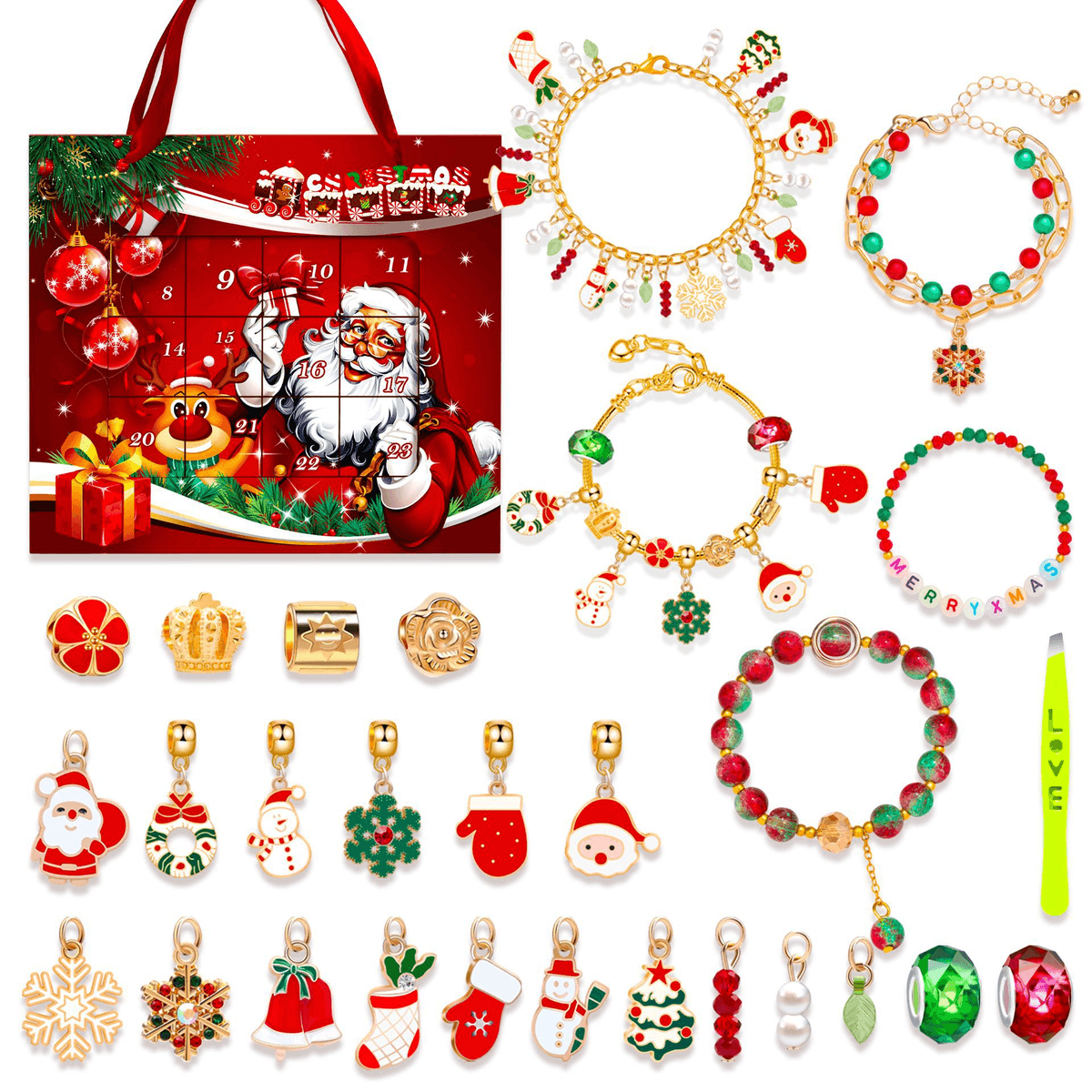 Julekalender lag armbånd med charms