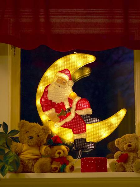 Bilde av Vindussiluett nisse i mne 20 LED - 39 cm
