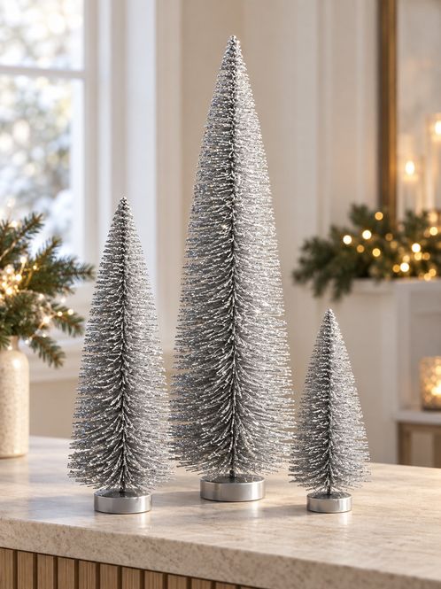 Hovedbilde Juletre sølvfarget med glitter 46 cm
