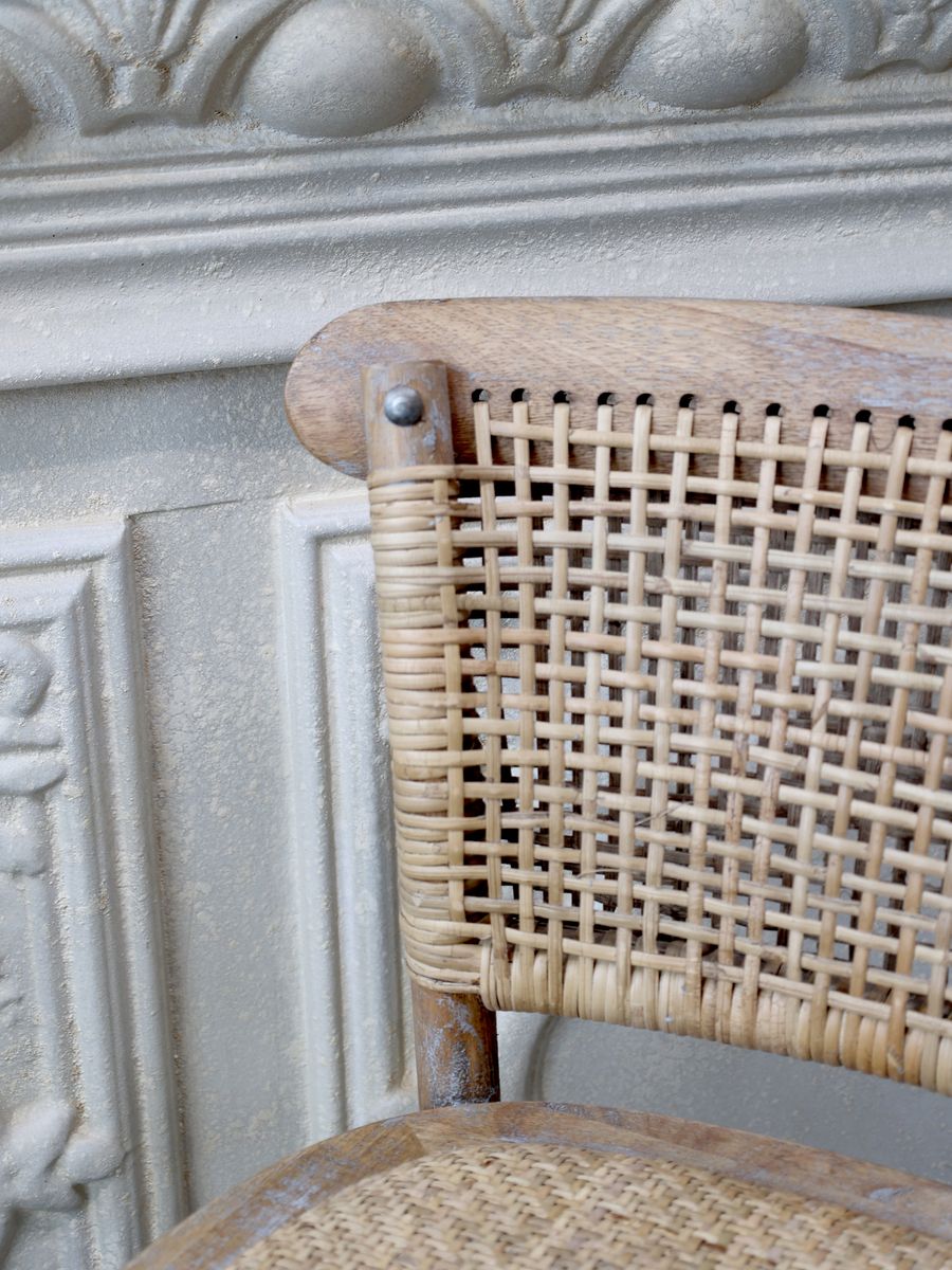 Fransk barkrakk med flettet sete og rygg fra Chic Antique