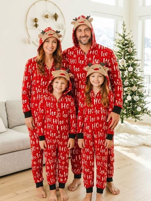 Hovedbilde Julepyjamas jumpsuit HO-HO-HO barn - Match hele familien