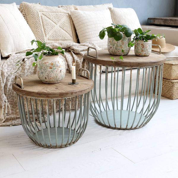 Hovedbilde Sofabord i opal med trelokk - Sett med 2 bord - Chic Antique