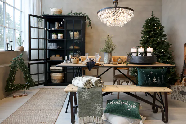 Hovedbilde Oliven Pledd av overskuddsgarn med iskrystaller - Chic Antique