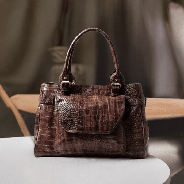 Hovedbilde Stor veske i brunt i imitert croco skinn fra Lulu´s