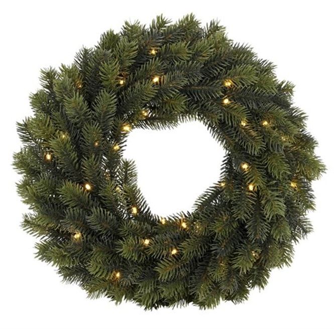 Hovedbilde Naturtro julekrans med ledlys og timer - 40 cm