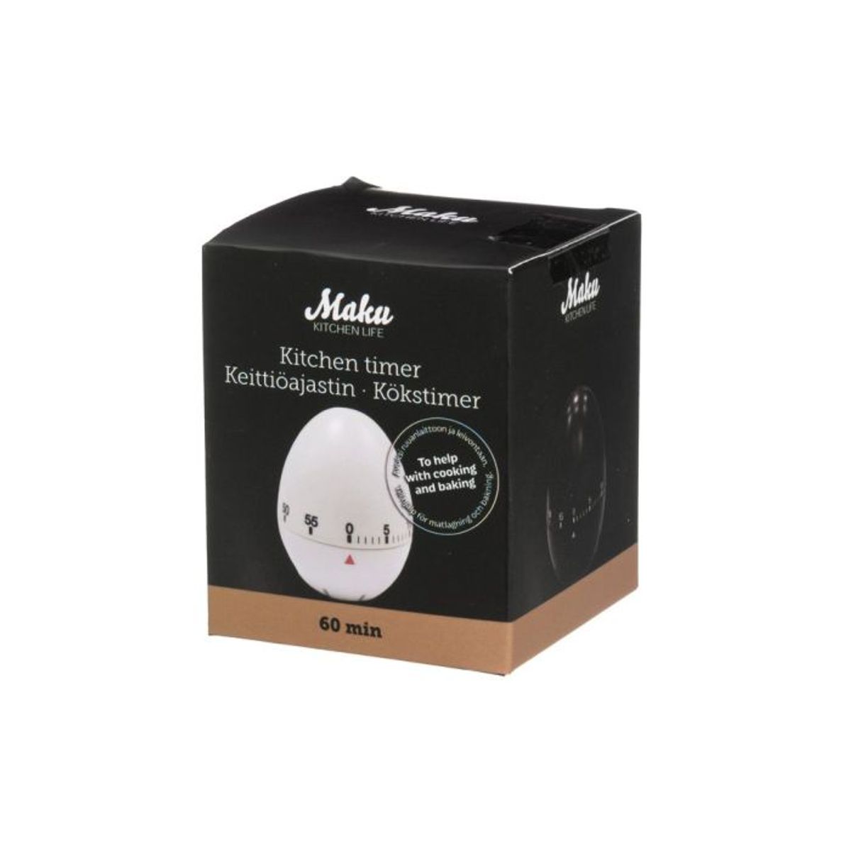 Kjøkkentimer egg i sort eller hvit fra Maku