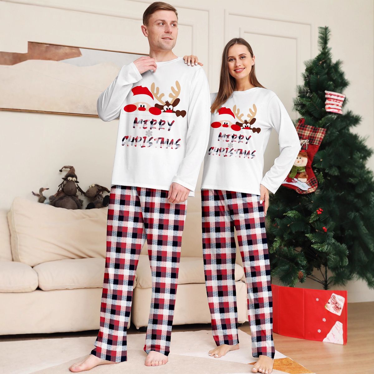 Julepyjamas Merry Christmas til barn- Match hele familien