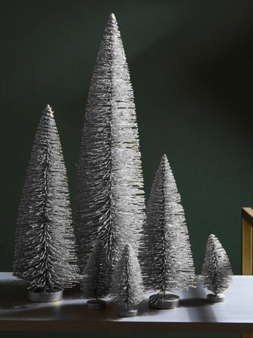 Hovedbilde Juletre sølvfarget med glitter 23 cm