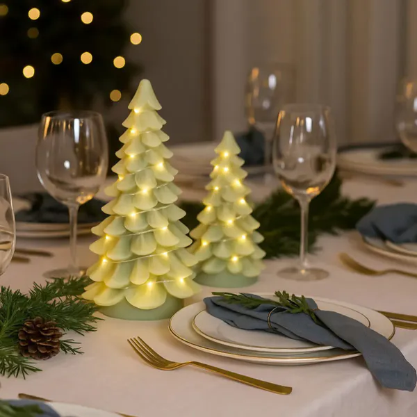 Hovedbilde 2 pk med led juletrær med lyskjede